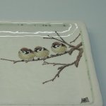 画像3: 角皿（特大）　群雀図（横３羽） (3)