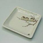 画像2: 角皿（特大）　群雀図（横３羽） (2)